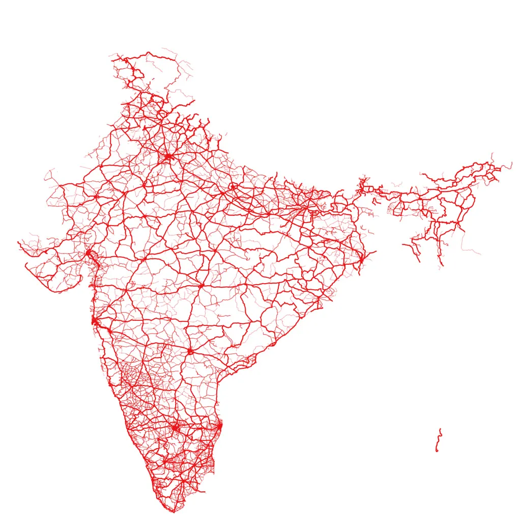 Road map of india